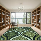 Olive Green Paisley Ikat Ornament Rug