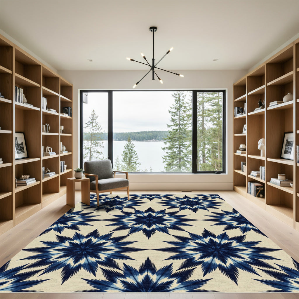 Indigo Starburst Tie Dye Rug