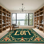 Ornate Gold Red Scrollwork Border EOM Rug