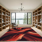Fiery Red Swirling Brushstrokes Rug