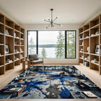 Industrial Blue Splatter Abstract Rug