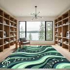 Aquatic Teal Musical Waves Rug