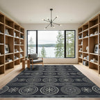 Silver Tribal Ethnic Medallion Stripe Rug