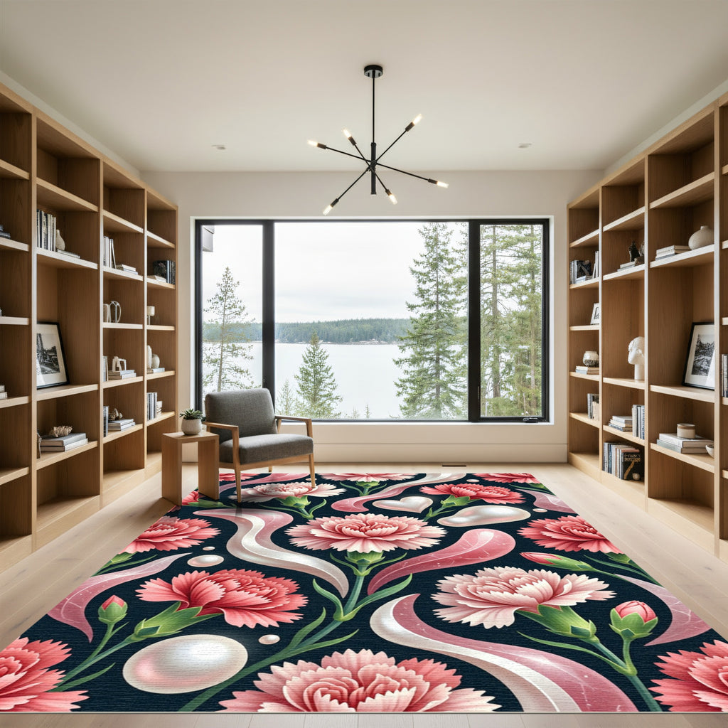 Pink Carnation Pearl Swirl Overlay Rug