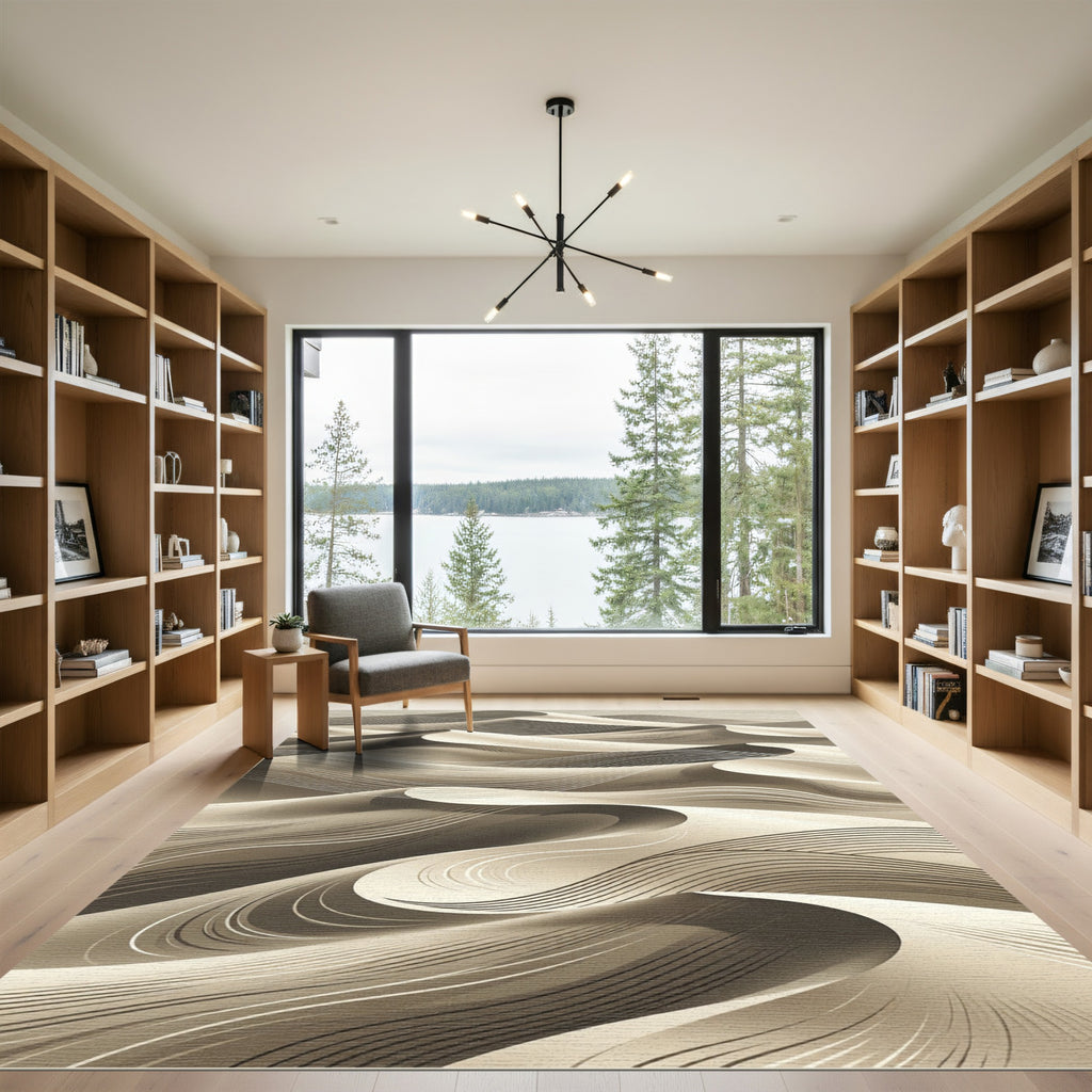 Serene Sand Dune Abstract Lines Rug