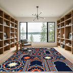 Midnight Geometric Star And Arch Mosaic Rug