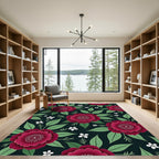 Deep Crimson Rose Assemblage Rug