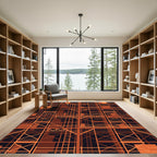 Orange Geometric Scaffolding Structure Rug