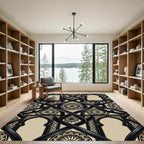 Elegant Black Arch Medallion Geometric Rug