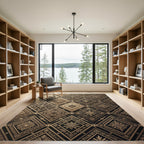 Elegant Golden Geometric Diamond Art Rug