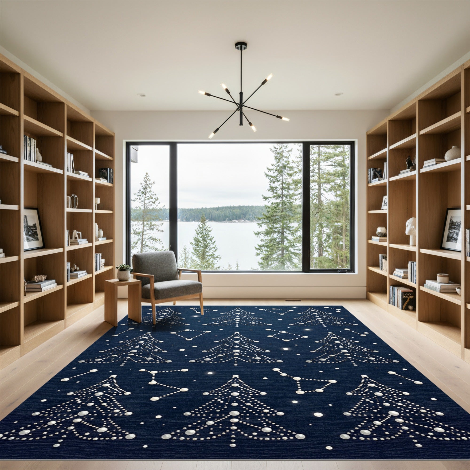 Celestial Navy Christmas Tree Constellation Rug