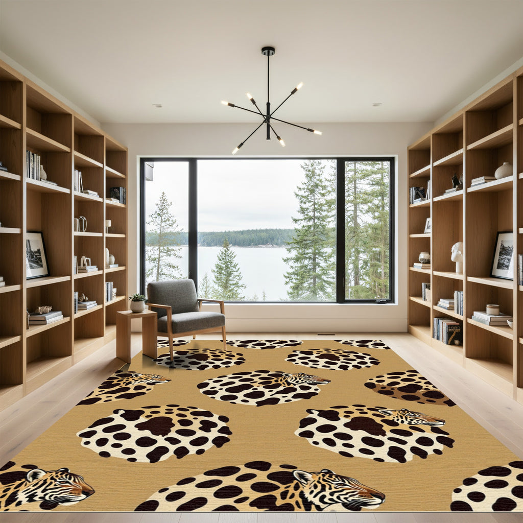 Retro Leopard Spots Round Faces Rug