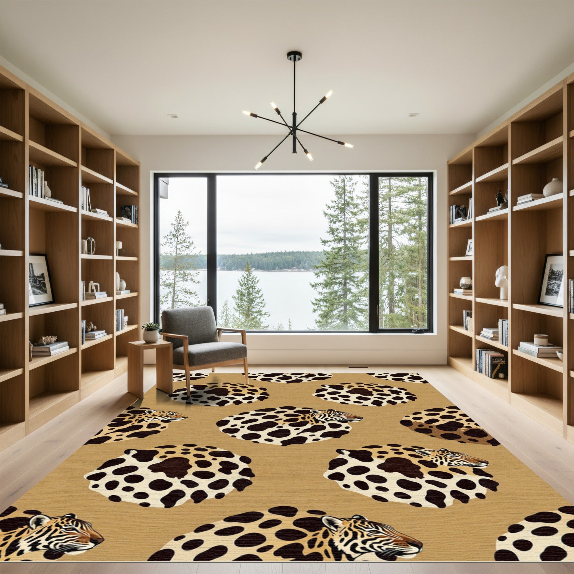 Retro Leopard Spots Round Faces Rug