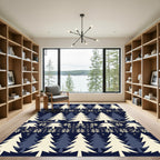 Navy Cream Festive Woodland Christmas Tree Rug