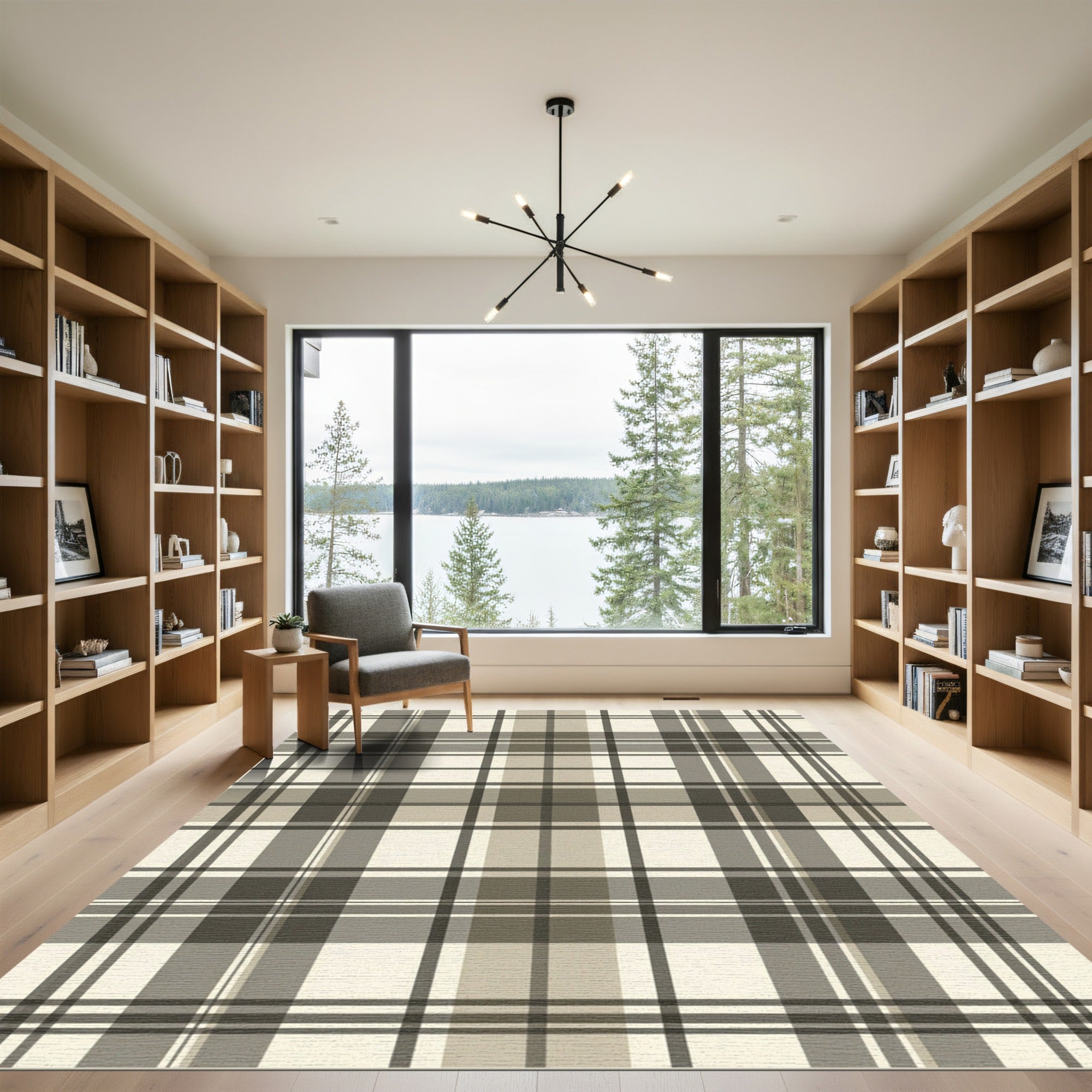 Neutral Tones Plaid Lines Rug