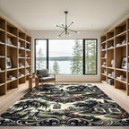 Victorian Rose Garden Village Scene Rug