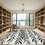 Minimalist Gray Willow Leaf Cascading Rug