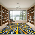 Abstract Yellow Gray Burst Radiance Rug