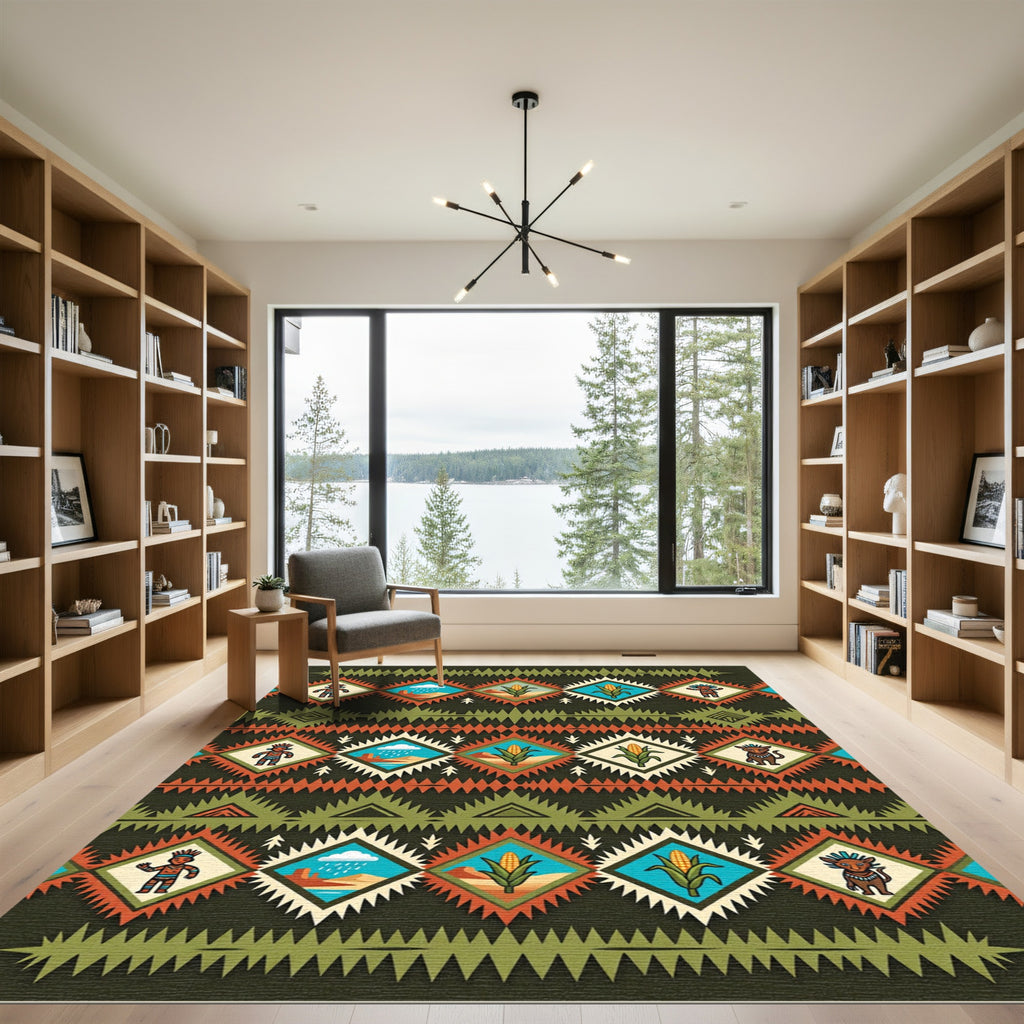 Southwest Earth Tone Geometric Diamond Rug