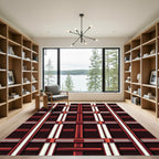 Deep Burgundy Stripe Gridded Rug