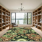 Earthy Green Brown Mushroom Clusters Rug