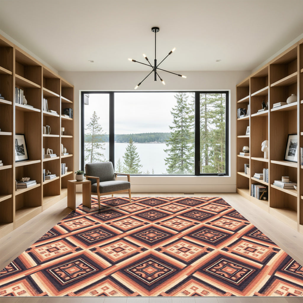 Terracotta Orange Diamond Layers Rug