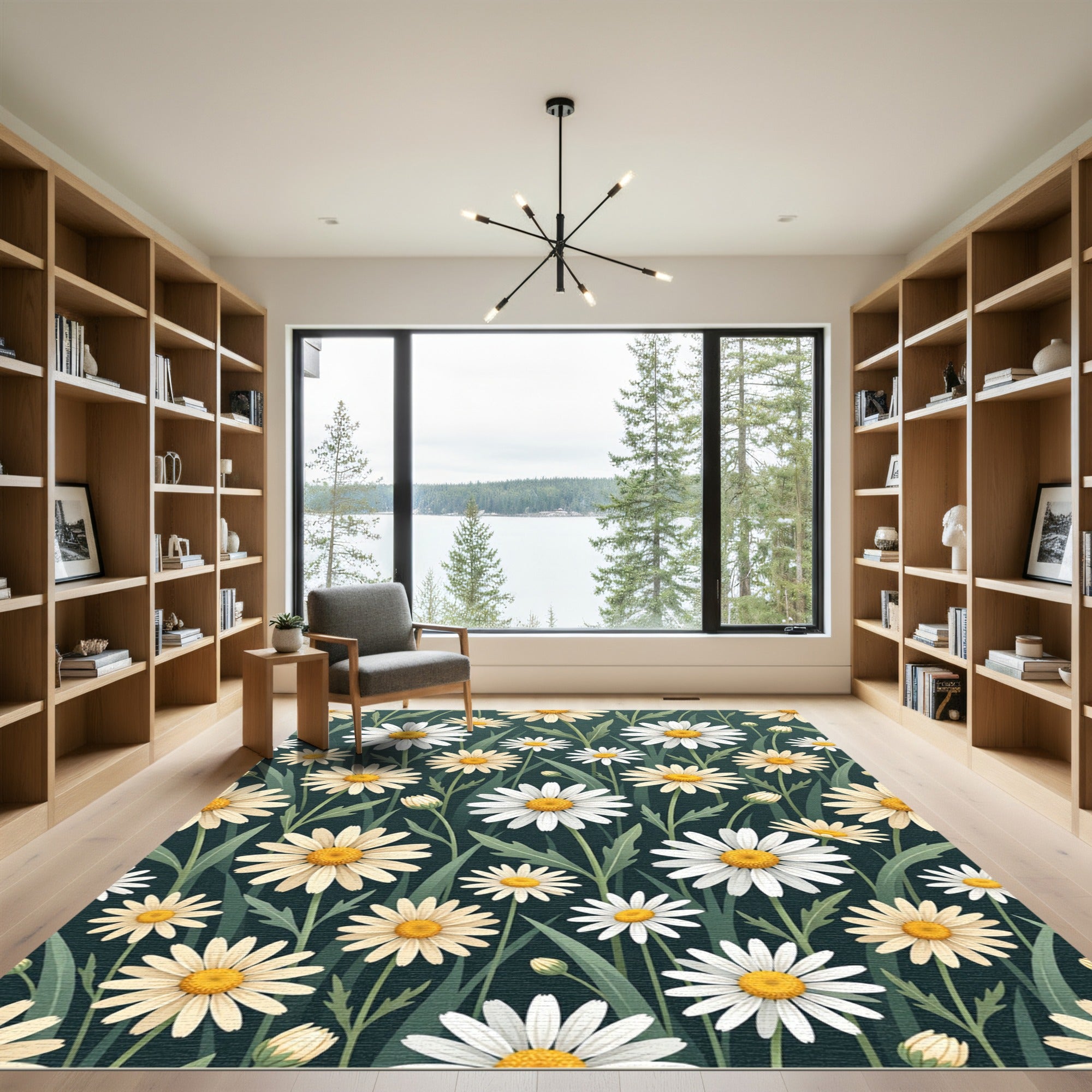 Botanical Daisy Meadow Deep Teal Rug