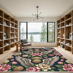 Pink Peony Angel Wing Heart Medallion Rug