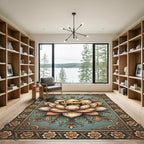 Vintage Camel Lotus Flower Tapestry Rug