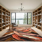 Abstract Earthy Palette Impasto Mountain Landscape Rug