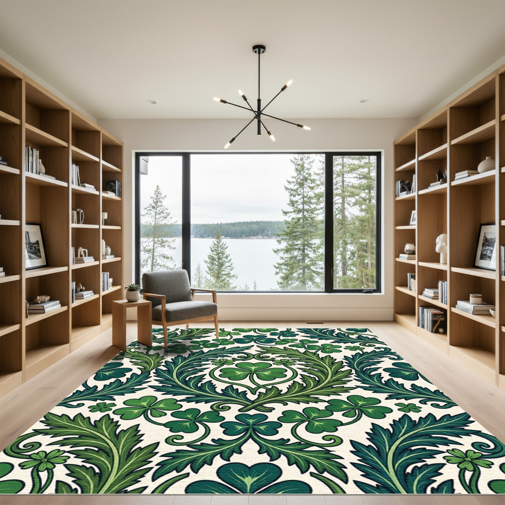 Emerald Green Clover Leaf Flourish Rug