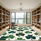 Golden Shamrock Clover Emerald Botanical Arrangement Rug