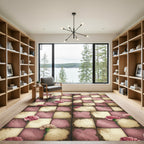 Vintage Pink Floral Checkerboard Rug