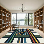 Modern Colorful Geometric Crossing Lines Rug