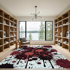 Dramatic Crimson Ink Splatter Abstract Rug