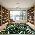 Lush Green Tropical Foliage Blade Rug