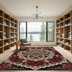 Gothic Crimson Heart Lace Medallion Rug