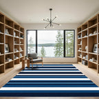 Modern Navy and Blue Horizontal Stripes Rug