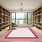 Plum White Contemporary Bordered Rug