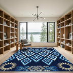 Navajo Blue Diamond Sunburst Tribal Rug