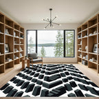 Geometric Dark Gray Cubes and Stairs Rug