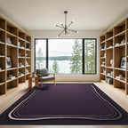 Deep Plum Curving Outline Border Rug