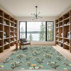 Sage Green Wildflower Meadow Meadow Floral Rug