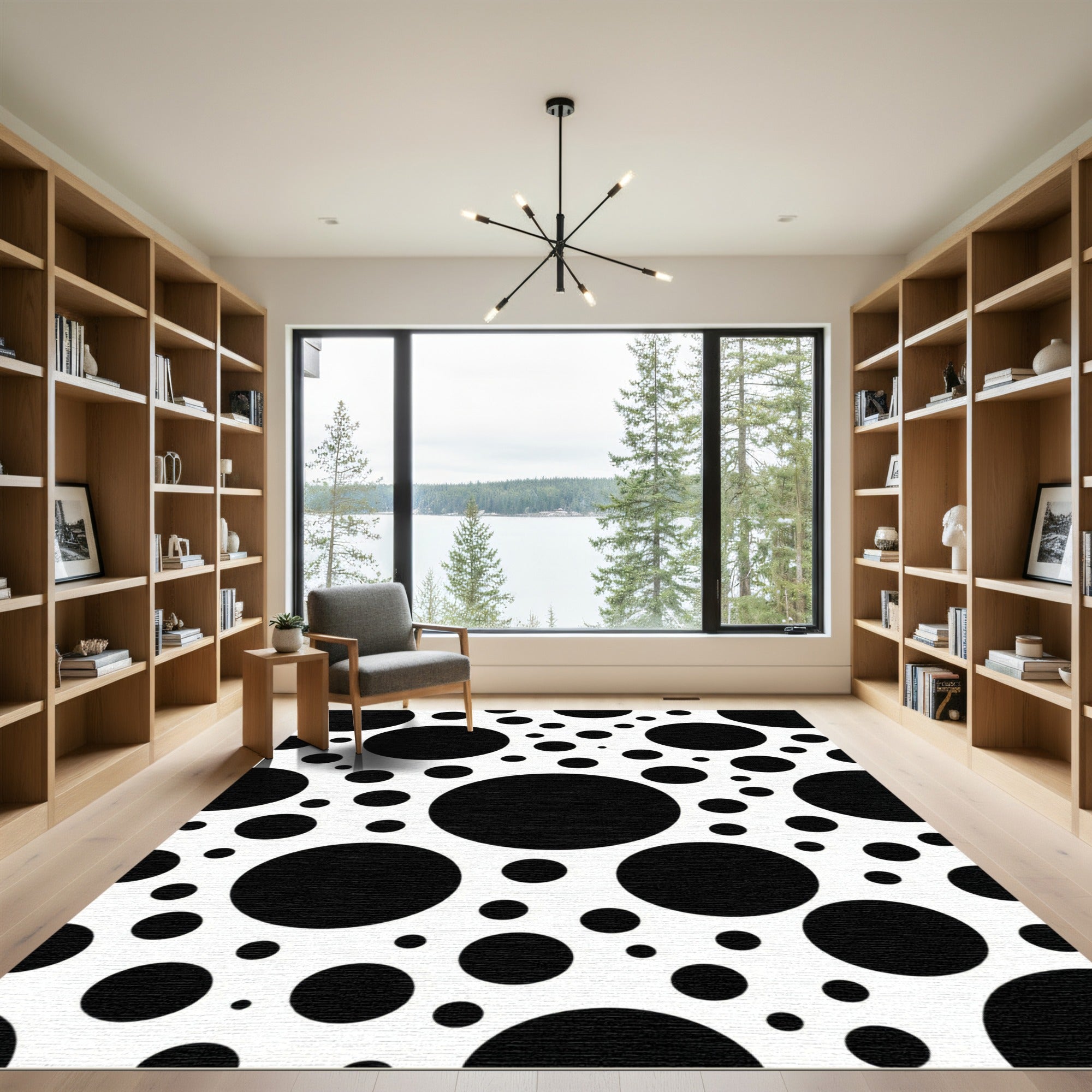 Bold Monochrome Polka Dot Modern Rug