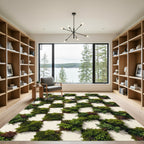 Green Houses Checkerboard Lush Garden Rug