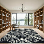 Monochrome Isometric Staircase Illusion Rug