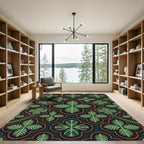 Gothic Fern Leaf Emerald Quatrefoil Rug