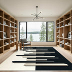 Minimalist Monochrome Geometric Layered Stripe Rug