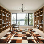Geometric Copper Dune Check Rug