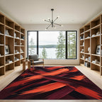 Bold Crimson and Black Abstract Strokes Rug